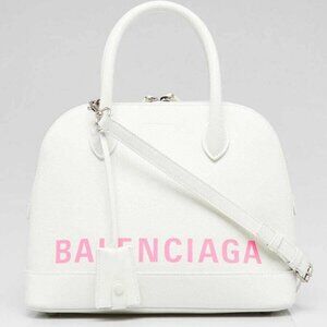 Balenciaga White Stamped Calfskin Leather Small Ville Satchel Bag